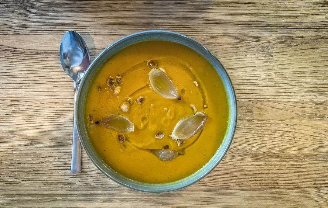 pumpkin soup in bowl