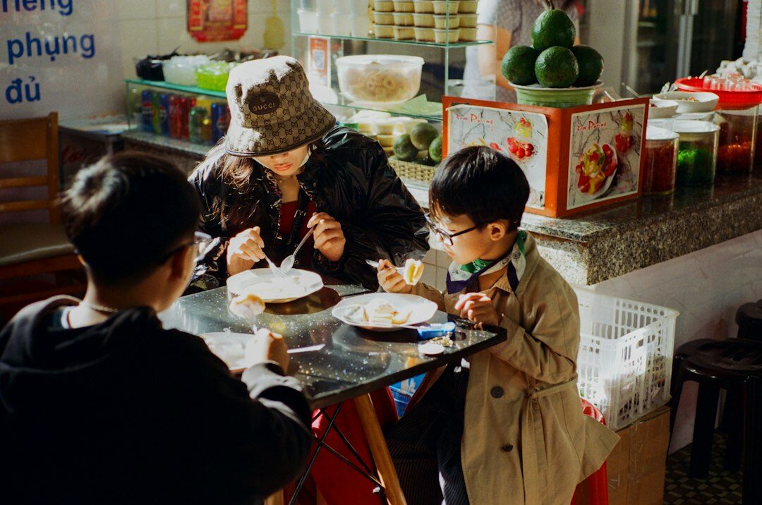 family eating together at table