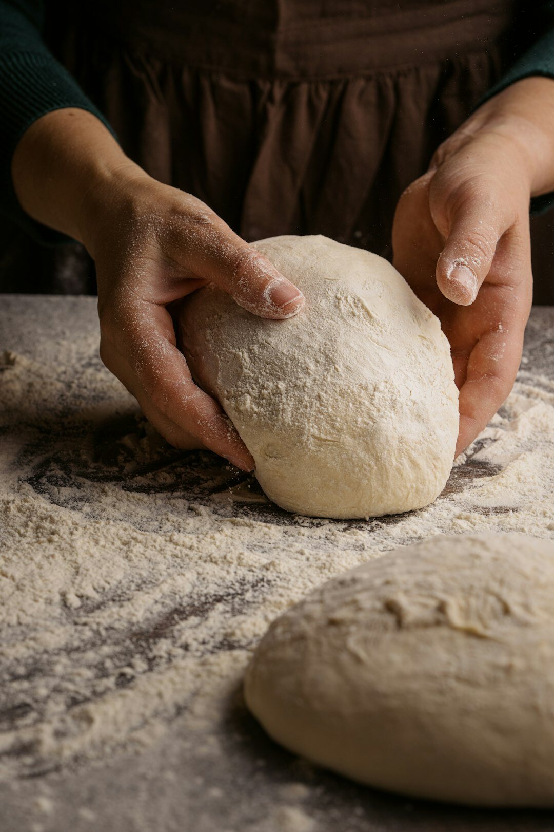 kneading bread dough